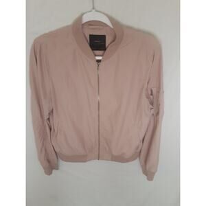 Zara Basic Women’s Bomber Jacket L Blush Pink Lightweight Zip Front Outerwear